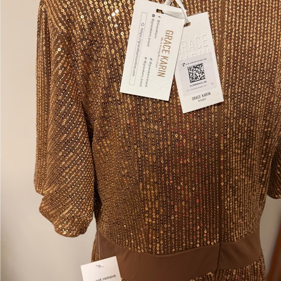 NWT Grace Karin Bronze Sequin Dress - Picture 5 of 5